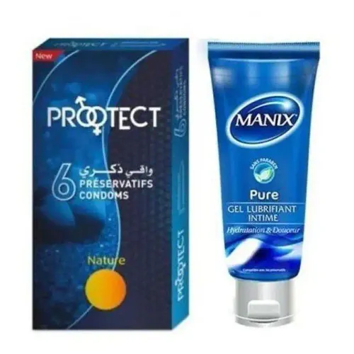 Gel Lubrifiant Intime Pure + Préservatif Protect - 6 Unités 