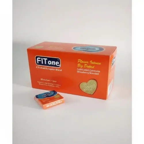 Fitone Préservatif Plaisir Intense Fraise, 48 Boites De 3 Condoms