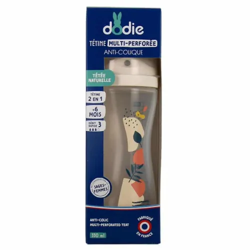 Dodie Bib Multi Perforations 330ml 0+ M Tét Biomimetisme D3
