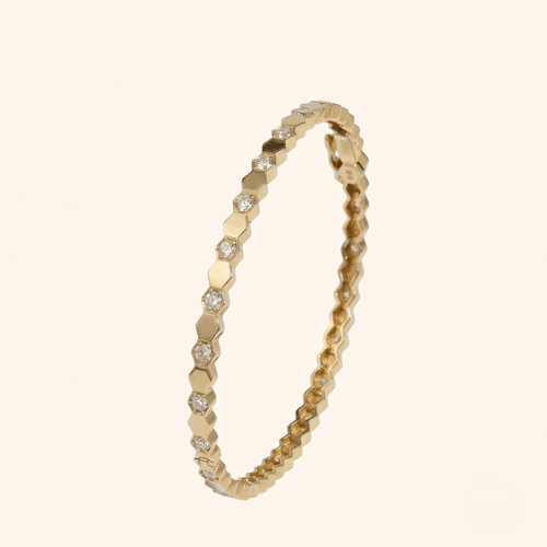 Bracelet Hexagone Prestige En Or Jaune 18 Carats & Oxyde De Zirconium