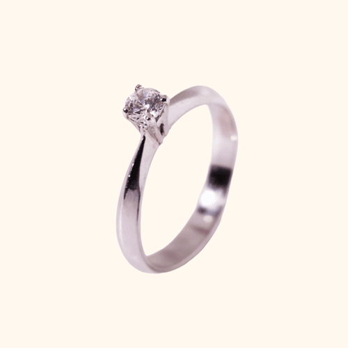 Bague Élégance Solitaire En Or Blanc 18 Carats & Diamilite