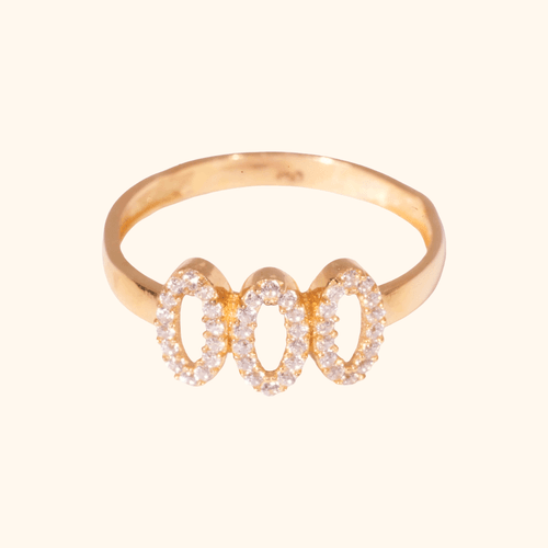 Bague Élégance Triple Anneaux En Or Jaune 18 Carats & Diamilite