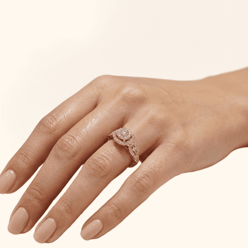 Bague Éclat Floral En Or Rose 18 Carats - Bague Mariage Femme