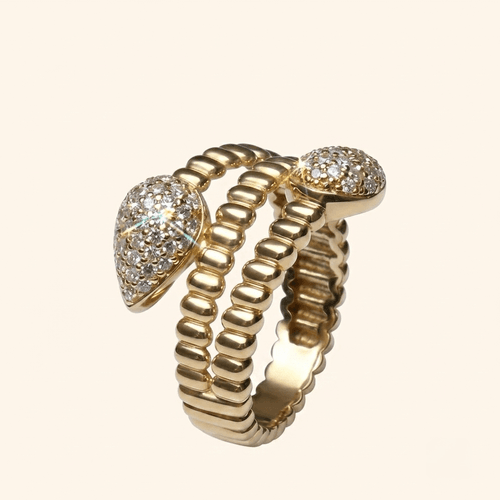 Bague Élara Impériale En Or Jaune 18 Carats – Joaillerie Contemporaine Pavée De Pierres
