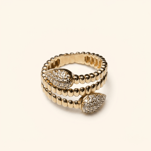 Bague Élara Impériale En Or Jaune 18 Carats – Joaillerie Contemporaine Pavée De Pierres