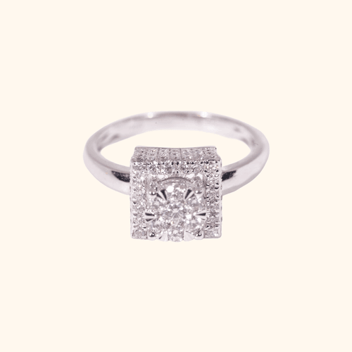 Bague De Mariage En Or Blanc 18 Carats & Diamants Naturels – Élégance Royale