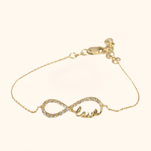 Gourmette Infini Love En Or Jaune 18k Et Diamilite