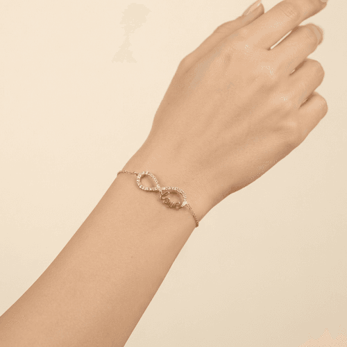 Gourmette Infini Love En Or Jaune 18k Et Diamilite