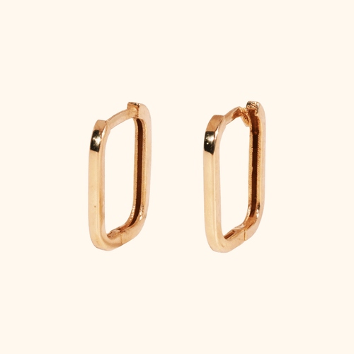 Boucles D'oreilles Rectangulaires Élégance En Or Jaune 18 Carats