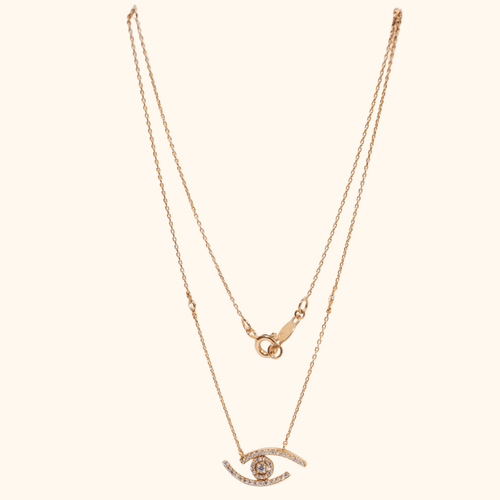 Collier Œil Élégance En Or Rose 18 Carats Avec Diamilite