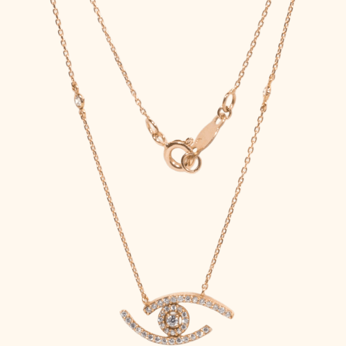 Collier Œil Élégance En Or Rose 18 Carats Avec Diamilite