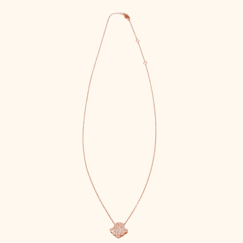 Collier Fin En Or Rose Avec Pendentif Floral En Diamants Naturels