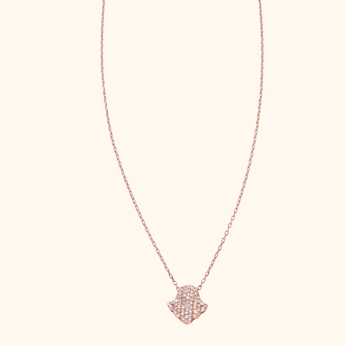 Collier Fin En Or Rose Avec Pendentif Floral En Diamants Naturels