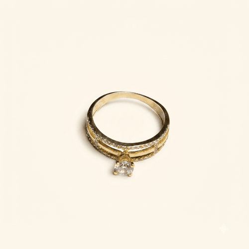 Bague Solitaire Or Jaune 18 Carats Zirconium Premium