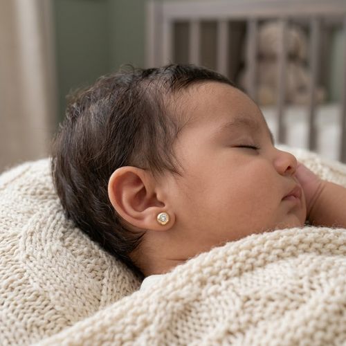 Boucles D’oreilles Bébé En Or Jaune 18 Carats – Rondes Et Scintillantes