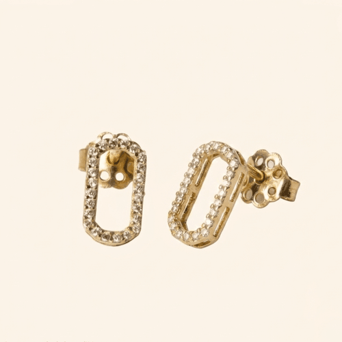 Boucle D'oreille Octavia Pavée En Or Jaune 18 Carats