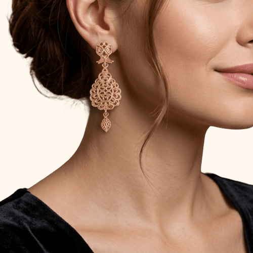 Boucles D’oreilles Arabesques Élégance En Or Rose 18 Carats