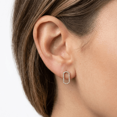 Boucle D'oreille Octavia Pavée En Or Jaune 18 Carats