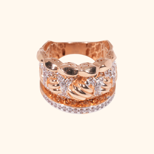 Bague Joaillerie Ajourée En Or Rose 18 Carats Avec Diamilites