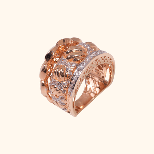 Bague Joaillerie Ajourée En Or Rose 18 Carats Avec Diamilites