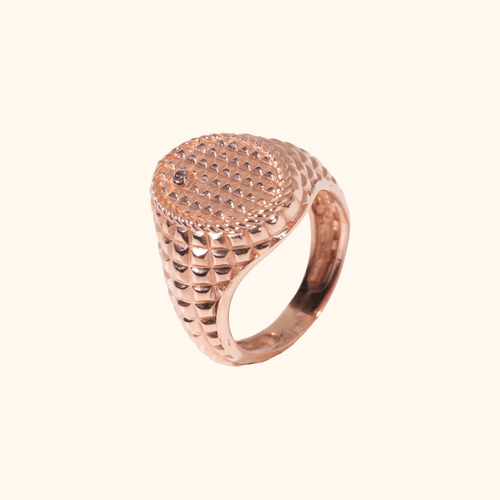 Bague Héritage En Or Rose 18 Carats – Design Texturé