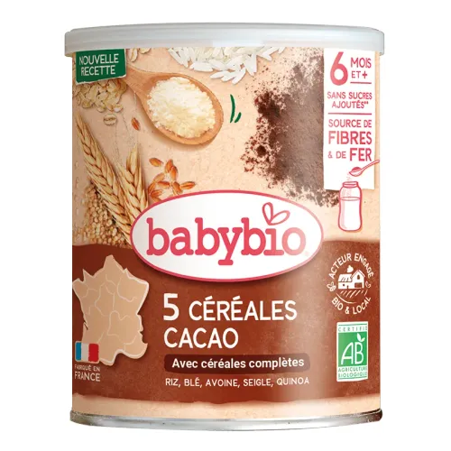 Céréales Bio 5 Céréales Au Cacao , Dès 8 Mois