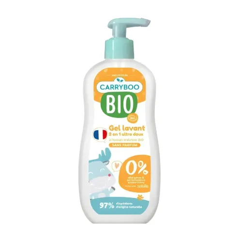 Carryboo Gel Lavant 2en1 Ultra Doux Abricot 500 Ml Bain Douche Bébé Cheveux Corps