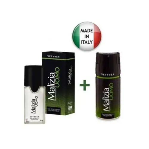 Coffret Malizia Uomo Vetyver : Eau De Toilette 50 Ml Et Déodorant 150 Ml