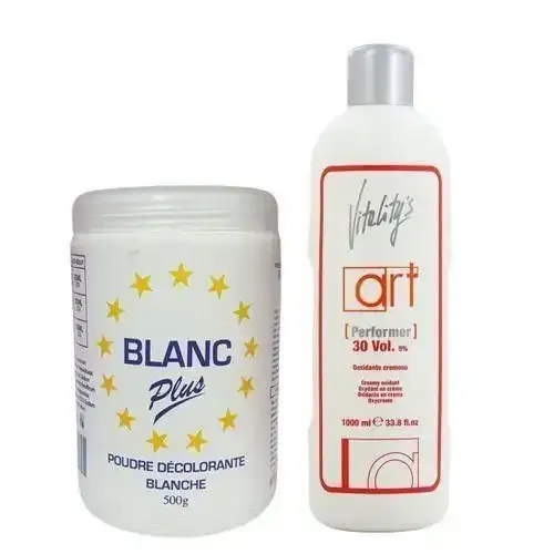 Kit Décoloration : Poudre Décolorante Blanche 500g + Oxydant 30 Vol 1000ml