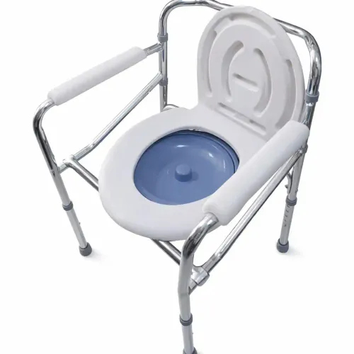 Chaise De Toilette Fixe Chromée Avec Bassin En Pvc - Hauteur Réglable