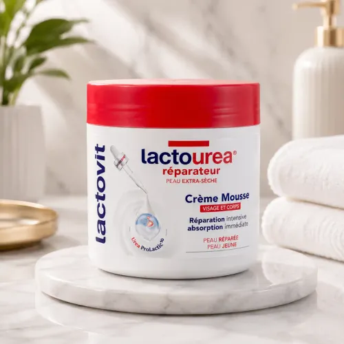 Lactovit Lactourea Réparateur Crème Mousse Visage & Corps – Peau Extra-sèche – Réparation Intensive