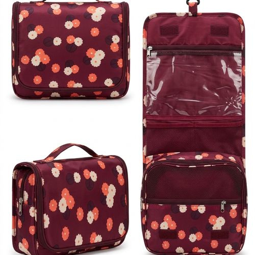 Trousse De Toilette De Voyage Suspendue Pliable, Avec Crochet Et Compartiments Multiples