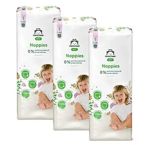 Couches Bébé Écologiques Ultra Absorbantes Taille 5 (12-18 Kg) (44 Couches X 3)
