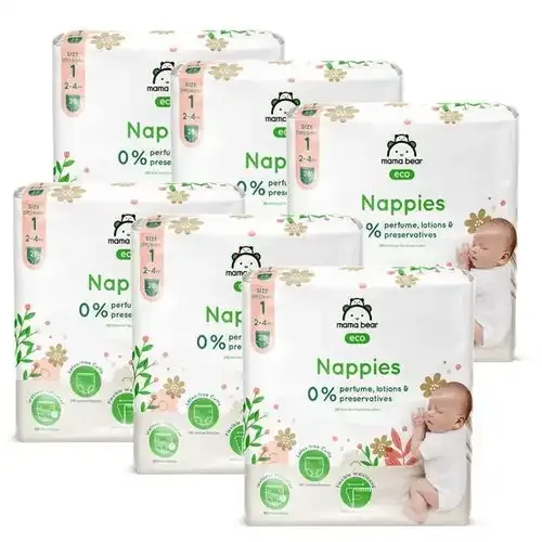 Couches Bébé Écologiques Ultra Absorbantes Taille 1 (2-4 Kg) (28 Couches X 6)