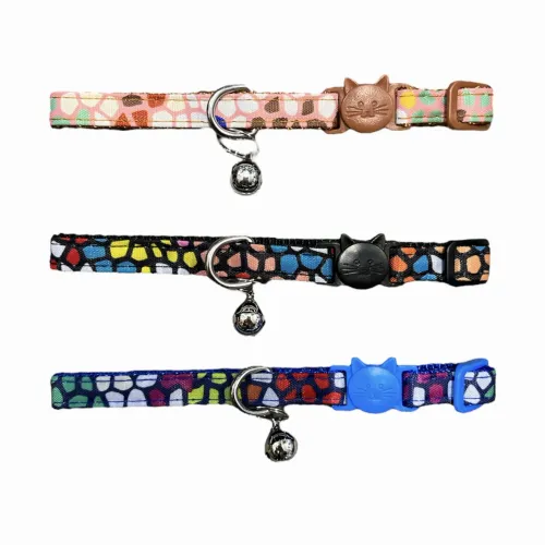 Collier Mosaïque Pour Chat Avec Grelot – 3 Coloris