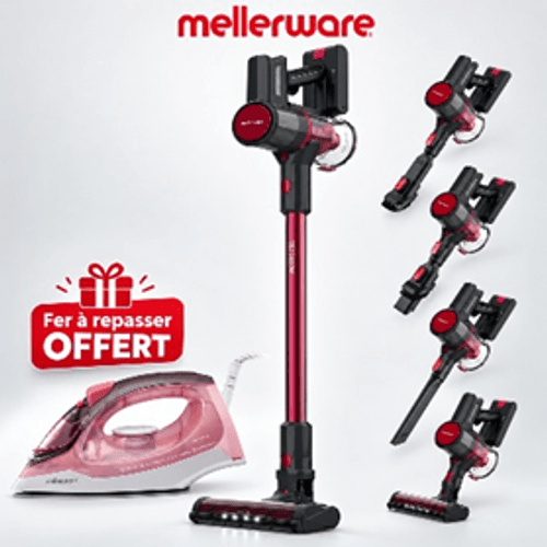 Aspirateur Balai Sans Fil 3en1vc 25glow Autonomie 45 Min,22,2v 2 Vitesses, led + fer À Repasser Gratuit