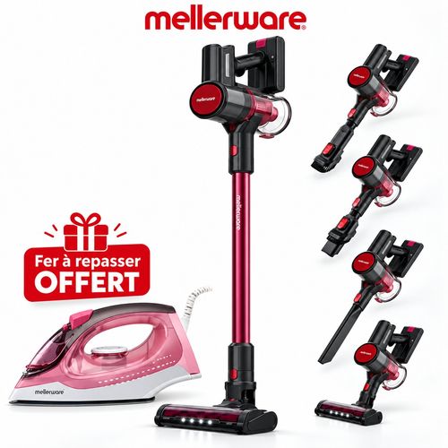 Aspirateur Balai Sans Fil 3en1vc 25glow Autonomie 45 Min,22,2v 2 Vitesses, led + fer À Repasser Gratuit