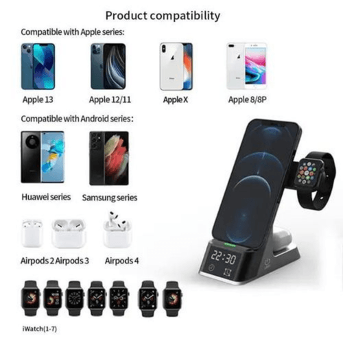 Station de charge sans fil 6 en 1 support  pour téléphone portable 15 W