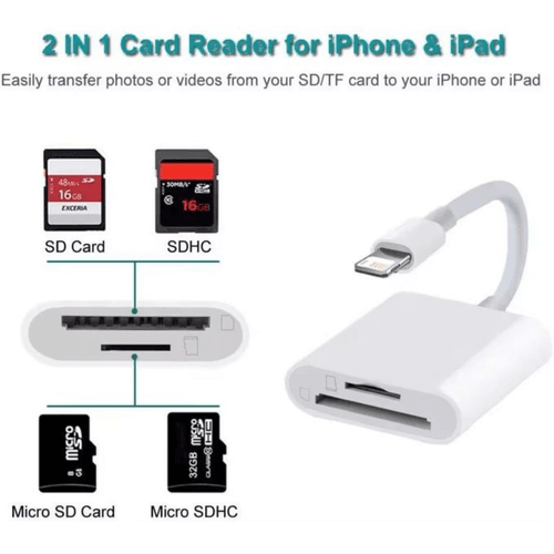 2-en-1 et pluie compatible TF lecteur de carte SD pour Apple