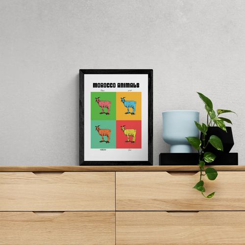 Affiche de la planche zoologique CHEVRE version POP