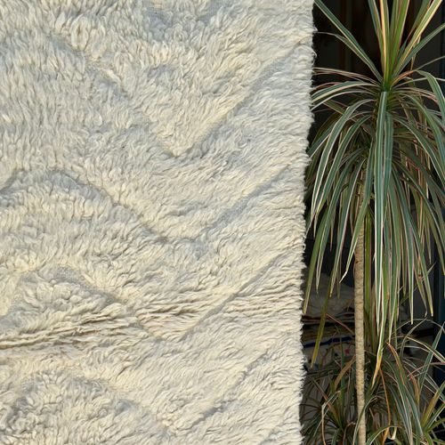 Tapis berbère Beni Ouarain zigzag crème 100% laine de mouton - 150cm / 98cm