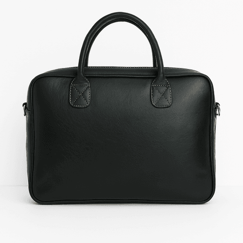 Sacoche pour ordinateur portable en cuir noir - Élégance marocaine artisanale