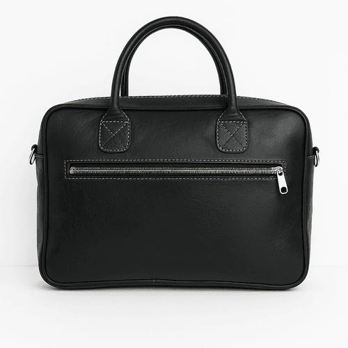 Sacoche pour ordinateur portable en cuir noir - Élégance marocaine artisanale