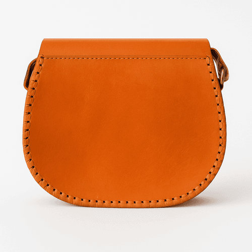Sacoche en cuir orange gaufré - Design marocain