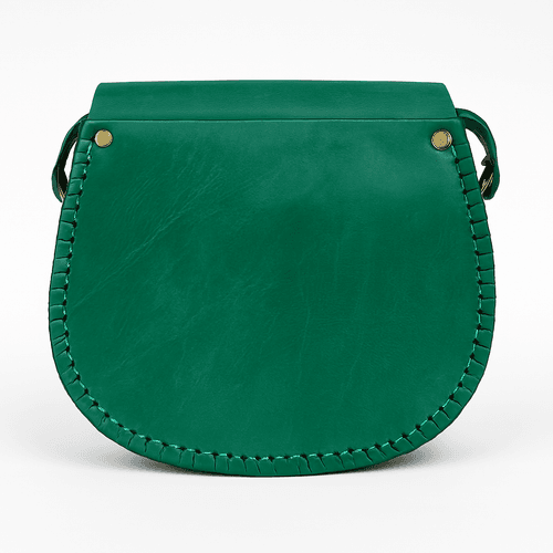 Handmade Green Leather Crossbody Bag – Moroccan Pattern