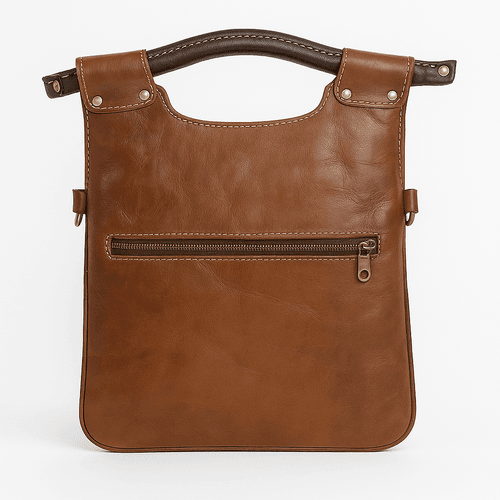 Small Leather Crossbody Bag with Handle – Handmade Tan Satchel for Everyday Use