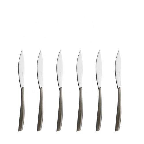 Glamour 6 Pcs Couteaux à Steak Silver en Boite Fenêtre