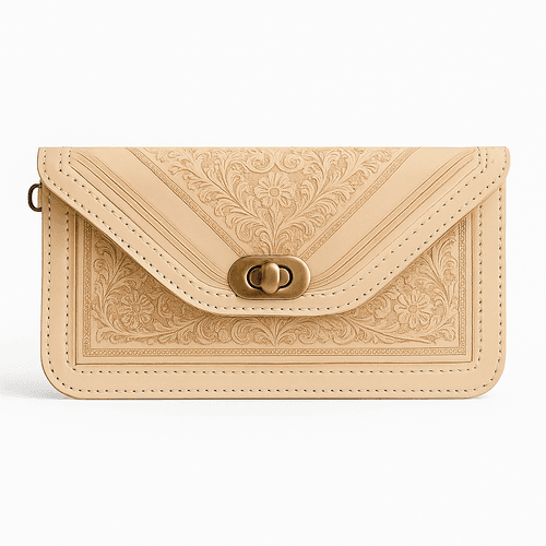  Leather Crossbody Bag – Handcrafted Floral Embossed Design