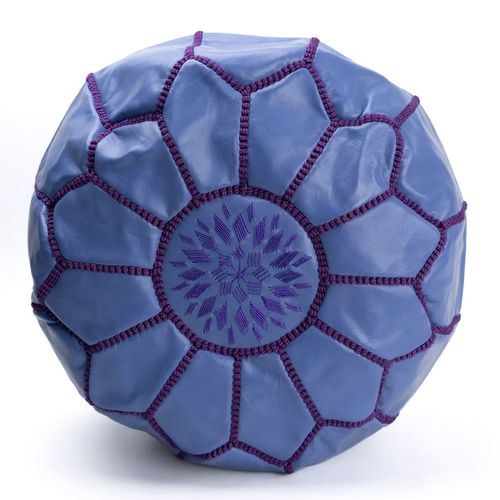 Pouf en cuir brodé
