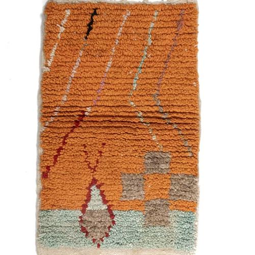 Tribal Moroccan Rug with Abstract Stripes